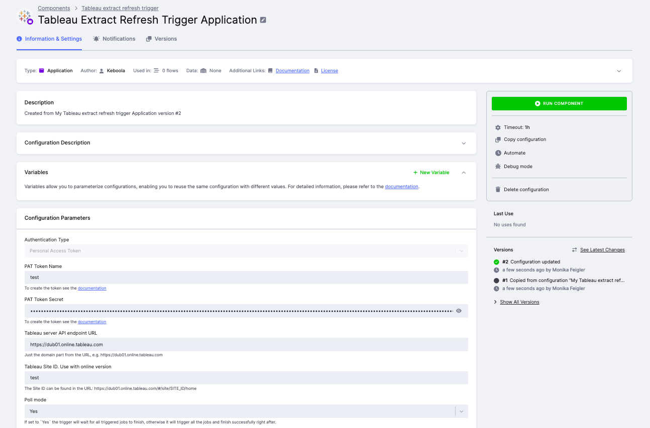 Tableau Extract Refresh Trigger - Configuration
